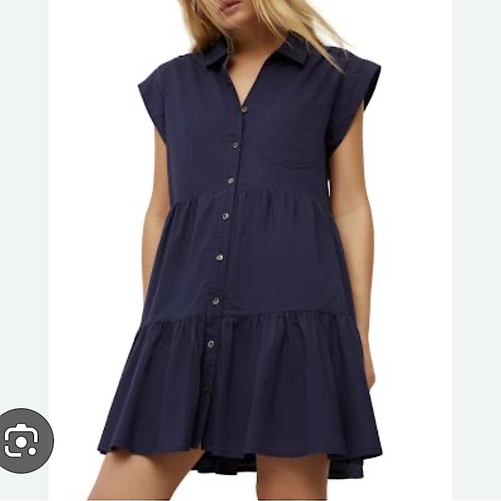 Tiered Navy mini dress Loft Outlet